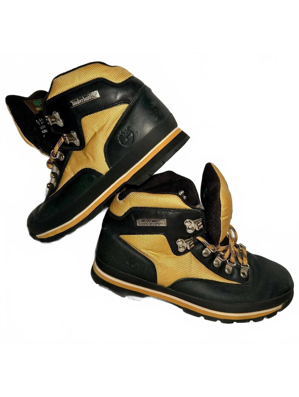 Vintage Timberland 50071 Hiking Boots Men’s 9.5M Black Wheat Leather Trail Hiker